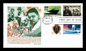 DR JIM STAMPS US COVER BILL MAULDIN WWII CARTOONIST FDC COMBO PANDA CACHET - Picture 1 of 2