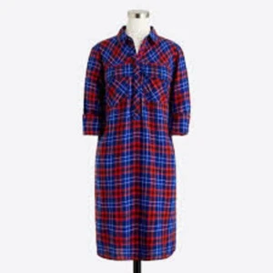 J. Crew Factory Damen Flanell Karo Hemd Kleid Medium M rot blau Taschen NEU - Bild 1 von 11