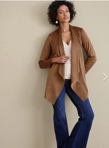 Soft Surroundings Shape Drape Jacket Womens XS Brown Faux Suede Rodeo NWT - Picture 1 of 2