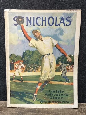 Vtg 1930 St. Nicholas Magazine Christie Mathewson’s Glove Baseball Cover - Image 1 of 4