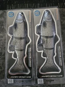 2 Savage Gear Unopened 10"-6 1/4 Slow Sink Dirty Silver 3D Scan Swimbait - Picture 1 of 2