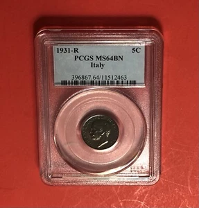1931 R-Italy-5 CENTESIMI COIN,GRADED BY NGC MS 64 BN. - Picture 1 of 4