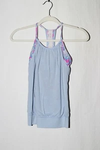Iviva Double Dutch Tank Blue Pink Print Shelf Bra size 10 #D418 - Picture 1 of 6