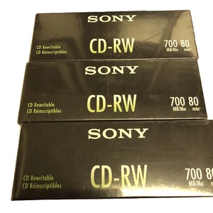 NEW 3 Ct Lot Sony CD-RW 5 (15) Pack Blank Discs 700MB 80 Minute Rewritable - Picture 1 of 4