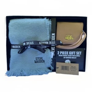 Steve Madden 2-teiliges Geschenkset Salbei Schal Kamel Geldbörse/Handgelenktasche Set Neu mit Etikett | Einzelhandel $ 72 - Bild 1 von 11