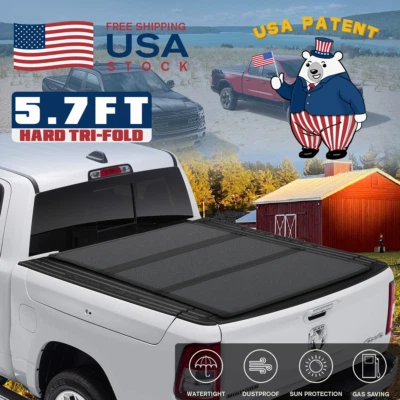 Fit RamBox Hard Tri-fold Tonneau Cover for 2009-19 Dodge Ram w/ RamBox 5'7" Bed - Image 1 of 4