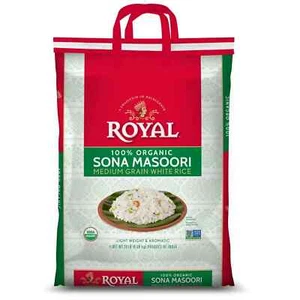 Arroz blanco de grano medio Royal Organic Sona Masoori, bolsa a granel de 20 lb - Imagen 1 de 1