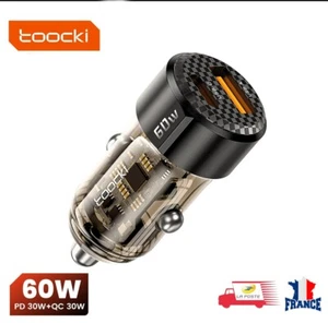 Chargeur de Voiture Rapide Allume Cigare USB Type-C 60W pour iPhone, Samsung - Zdjęcie 1 z 7