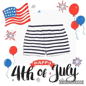 jcrew crewcuts girls printed terry pull-on shorts, size 10, ivory navy stripe - Picture 1 of 2