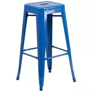 Flash Furniture 30" Backless Metal Bar Stool in Blue - Picture 1 of 9