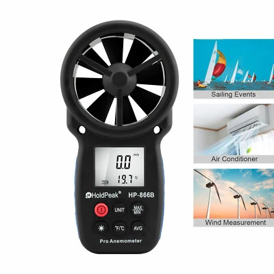  LCD Digital Anemometer Air Flow Meter Wind Speed Gauge Handheld 866B 0.3-30M/s - Image 1 of 4