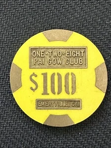 100,00 Chip aus dem One Two Eight Piagow Club Emeryville California - Bild 1 von 2