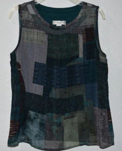 Christopher Banks Petite M Top Sleeveless Blouse Chiffon Overlay Tank Lined P/M - Picture 1 of 13