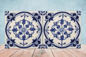 Azulejos de pared de cerámica victoriana - Juego de 2 azulejos de cerámica para salpicadero de cocina para baño - Imagen 1 de 3