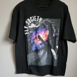 Fly Society Skatebording Short Sleeve Shirt Mens size Large - Galaxy and Bricks - Picture 1 of 7