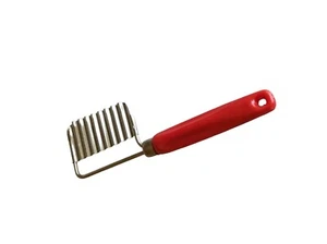 Stainless Steel Crinkle Cutter With Red Handle For Slicing Vegetables & Fruits - Picture 1 of 3