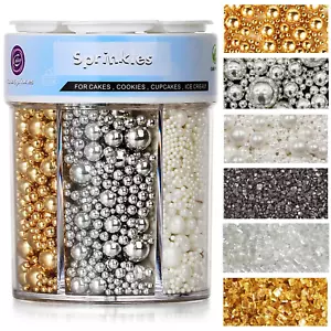 Sprinkles for Cake Decorating, 11Oz 3 Colors Gold Silver White Pearl and Sanding - Picture 1 of 9