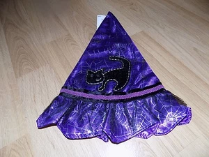 Child One Size Fits Most Royal Purple Witch Costume Hat Black Cat Silver Webs - Picture 1 of 4