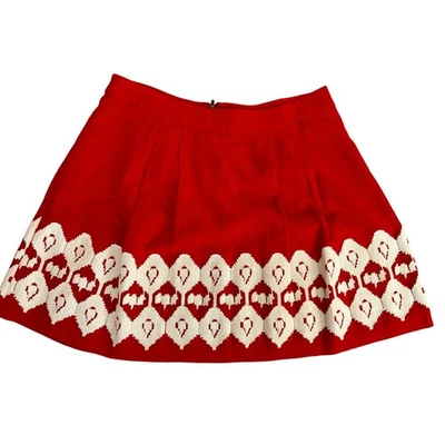 Falda Plenty by Tracy Reese roja bordada línea A talla 10 Foto 1 de 4