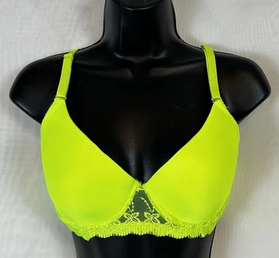 New Bright Yellow Underwire Lace Trimmed Bra 36D - Image 1 of 4