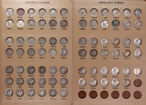 1916 to 1945 PDS Near Complete Higher Grade Mercury Dime Set, 76 Coins, G to BU - Picture 1 of 7