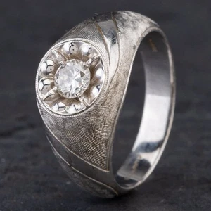 Anillo de sello de diamantes de 0,45 quilates de oro blanco de 9 quilates de segunda mano 4315045 - Imagen 1 de 1