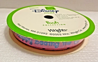 Disney Home Pooh Collection "Happy Beeing Me" Pink Ribbon 3/8" 15ft Wrights 2002 - Image 1 of 4
