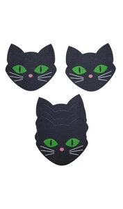 BE WICKED! Black Cat Brustwarzenabdeckungen 3er Pack - Bild 1 von 3