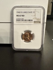 1960 D LINCOLN CENT PENNY 1c LARGE DATE PCGS MS67RD RED MEMORIAL - Picture 1 of 2