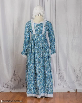 Disfraz Niña Pionera Vestido Mediano Azul Pradera Gorro Halloween Foto 1 de 3