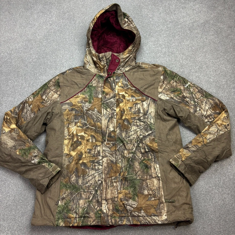 Chaqueta RealTree para mujer grande marrón ropa de trabajo camuflaje caza capucha aislada dama Foto 1 de 4