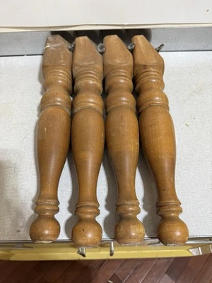 "4 patas de mesa de granja torneadas de madera rescatada de colección artesano/restaura 15"" de alto" Foto 1 de 4