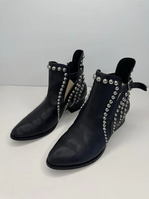 Jeffrey Campbell Botines Rylance Tachonado Cuero Negro Talla 8 Foto 1 de 4
