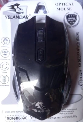 Yelandar USB Wired Optical Gaming Mouse 3200 DPI Ergonomic LED for PC Laptop - Image 1 of 4