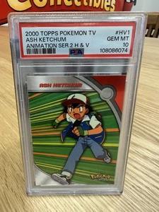 2000 TOPPS POKEMON TV ANIMATION SER 2 HEROES & VILLAINS #HV1 ASH KETCHUM PSA 10 - Picture 1 of 2