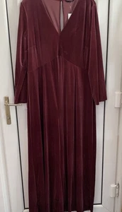 Ladies Bergundy Velvet Jumpsuit Size 16 By George - Picture 1 of 10