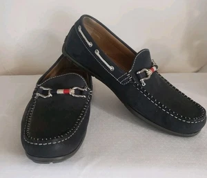 Riomar Mens Waterman Boat Shoe Size 9.5  Navy Moc Driving Loafer Bit Strap - Picture 1 of 9