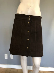 Falda de cuero gamuza marrón oscuro con marco talla 29 - Imagen 1 de 12