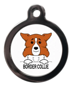 Etiqueta de identificación de mascotas DIBUJOS ANIMADOS MARRÓN BORDER COLLIE etiqueta 2 tallas - Imagen 1 de 2
