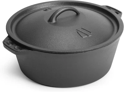 Pre-Seasoned Cast Iron Dutch Oven Pot with Lid, for Braising, Broiling, Frying, - Image 1 of 4