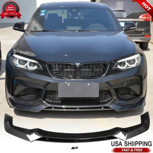 Fit For BMW 2 Series F87 M2 2016-2020 REAL CARBON FIBER Front Bumper Lip Spoiler - Picture 1 of 12