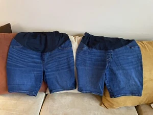 Damen-Umstandsshorts Bermuda dunkel Denim durchgehender Einsatz Größe 14 insgesamt 2 - Bild 1 von 7