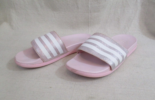 Adidas Adilette sandali giovani ragazze US 3 rosa con scivoli glitter FY8834