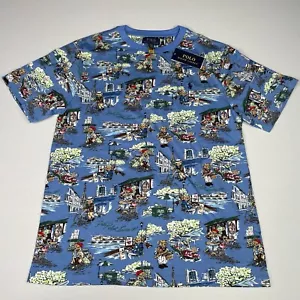 Polo Ralph Lauren Boys Size MEDIUM (10-12) Polo Bear Short Sleeve Blue T-Shirt - Picture 1 of 9