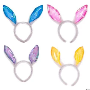 Diadema de poliéster con orejas de conejo de Pascua de felpa de color metálico brillante, talla única - Imagen 1 de 5