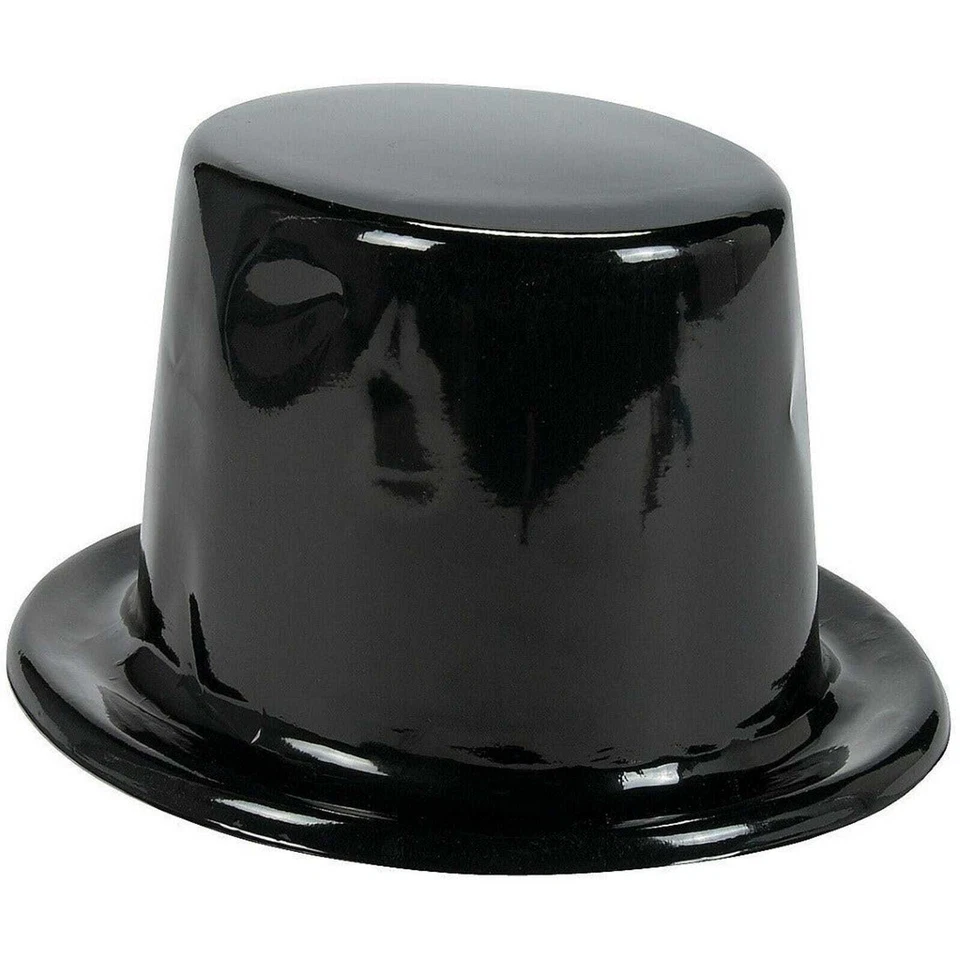 Childrens Black Plastic Top Hats Pack of 12 Party Magician Costume Accessory - image 1 of 1