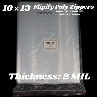 10x13 Clear 2 Mil Zipper Bags Poly Plastic Reclosable Seal Food Storage Baggie  - Image 1 of 4