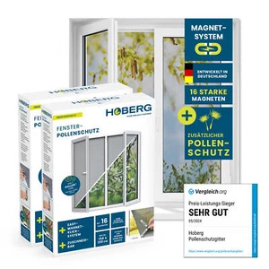 Hoberg Fliegengitter Insektenschutz Fenster 2er Set 150x130 cm Pollenschutz - Bild 1 von 9
