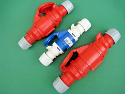 CEE Stecker + Kupplung SET Drehstrom 5pol. rot / Camping 3pol. blau 16A 32A PCE