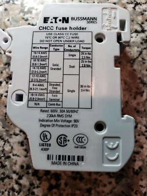 EATON CHCC1DU 模块化保险丝夹,600 伏,30 安,BUSSMAN 系列 * * 6 件 * — 第 1/4 张图片